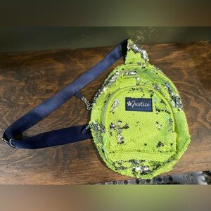 Neon Yellow Justice Mini Backpack with Sequins